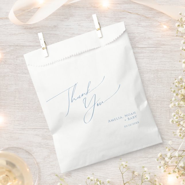 Whimsical Dusty Blue Baby Shower Thank You Favour Bag (Clipped)