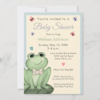 Whimsical Dusty Blue Cream Frog Baby Shower