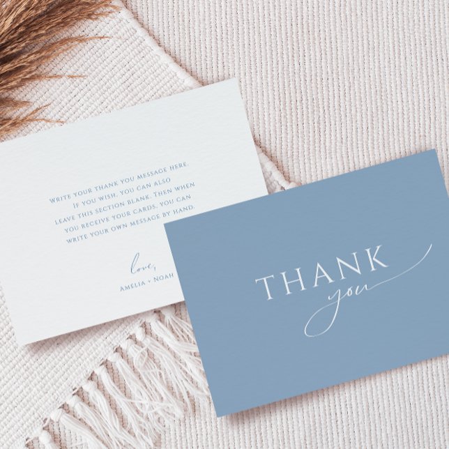 Whimsical Dusty Blue Flat Baby Shower Thank You Card (Creator Uploaded)