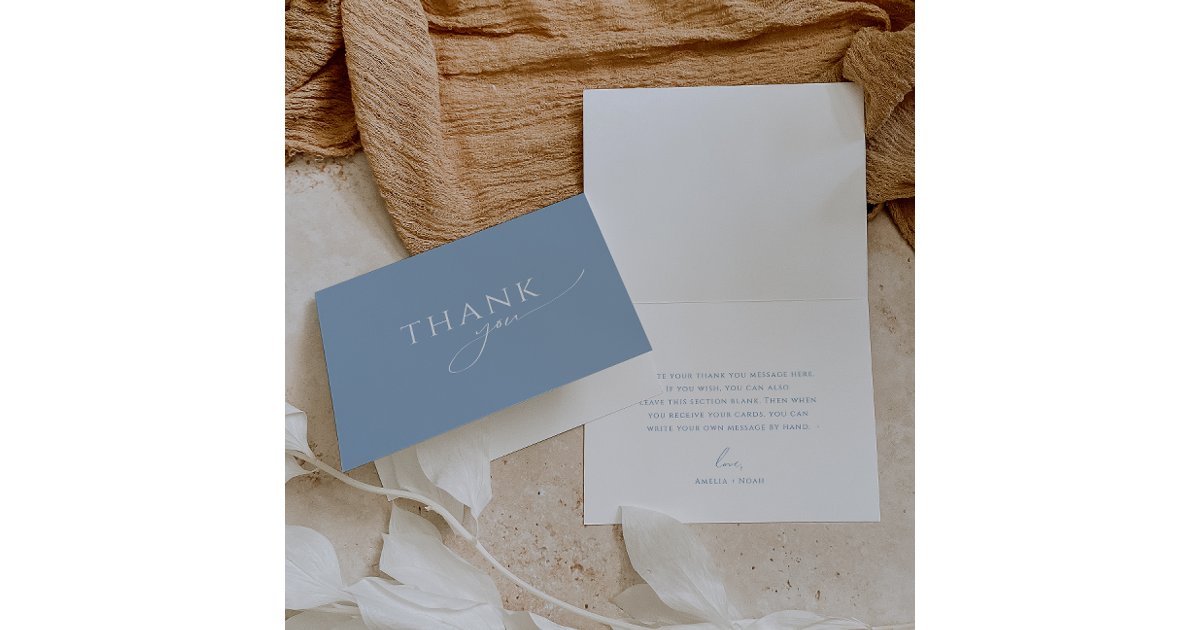 Whimsical Dusty Blue Folded Baby Shower Thank You Card | Zazzle