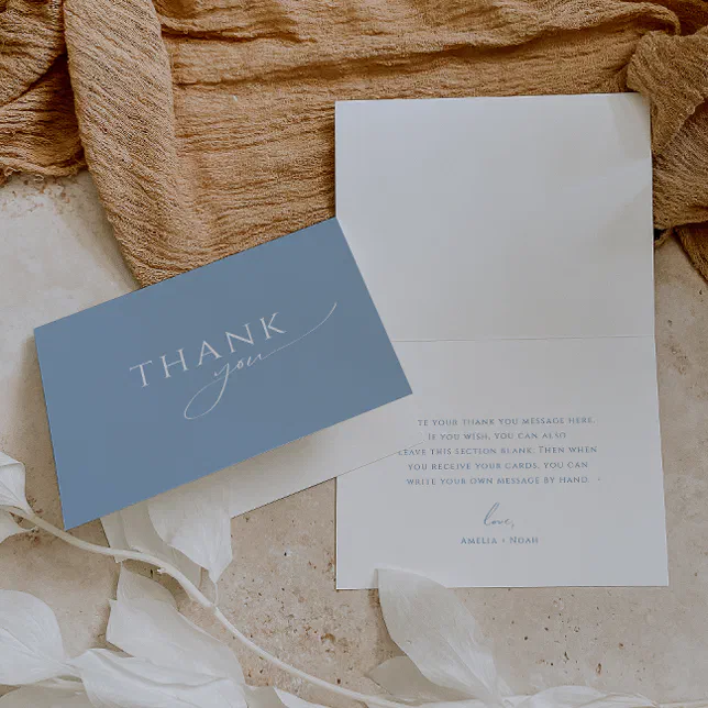 Whimsical Dusty Blue Folded Baby Shower Thank You Card | Zazzle