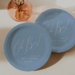 Whimsical Dusty Blue Oh Boy! Baby Shower Paper Plate<br><div class="desc">Introducing our whimsical dusty blue oh boy! baby shower paper plates, perfect for your simple modern boho spring or winter celebration! This napkin has a boho-chic vibe with elegant calligraphy and a minimalist white-on-blue design, making it ideal for boys. Plus, it's editable, so you can add your own classy, whimsical...</div>