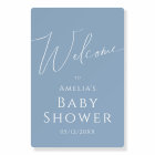 Whimsical Dusty Blue Welcome Baby Shower