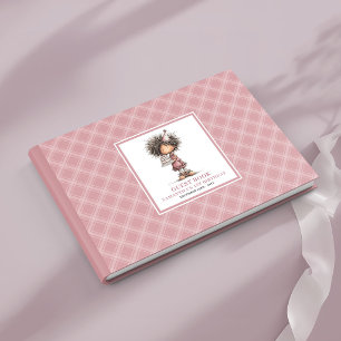 Whimsical dusty pink funny girl birthday guest boo book