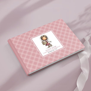 Whimsical dusty pink girl 5th birthday party guest book
