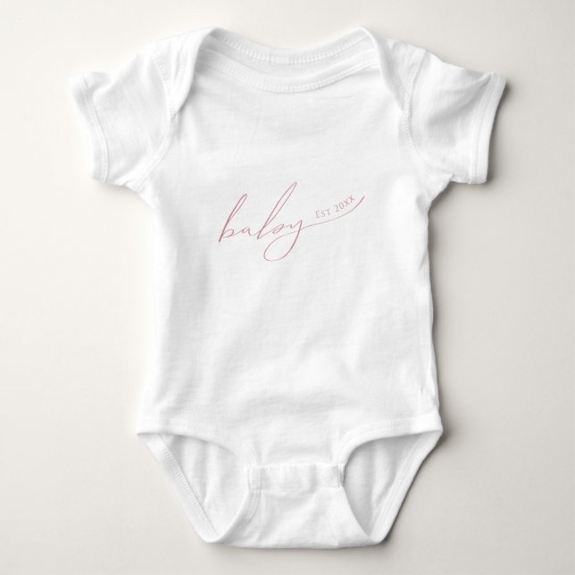 Whimsical Dusty Rose Baby Est Baby Bodysuit (Front)