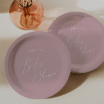 Whimsical Dusty Rose Baby Shower Paper Plate<br><div class="desc">Introducing our whimsical dusty rose baby shower paper plates, perfect for your simple modern boho spring or summer celebration! This plate has a blush, light-hearted, boho-chic vibe with elegant calligraphy and a delicate minimalist design, making it ideal for girls. Plus, it's editable, so you can add your own classy, whimsical...</div>