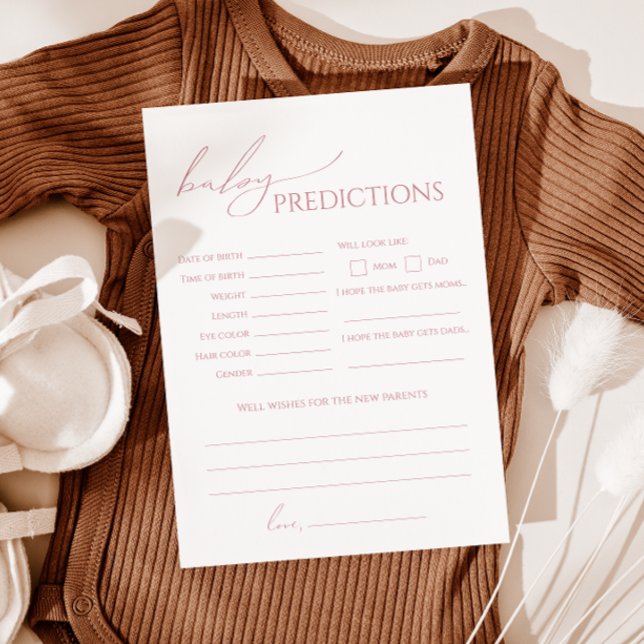 Whimsical Dusty Rose Baby Shower Predictions Card (Creator Uploaded)