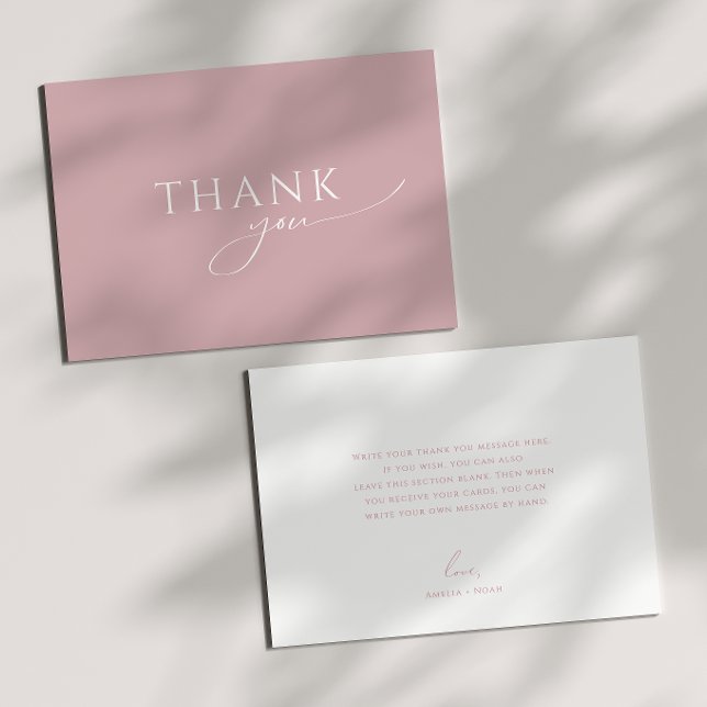 Whimsical Dusty Rose Flat Baby Shower Thank You Card (Creator Uploaded)