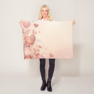 Whimsical Dusty Rose Heart Cascade Abstract Fleece Blanket