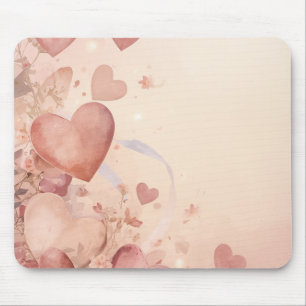 Whimsical Dusty Rose Heart Cascade Abstract Mouse Pad