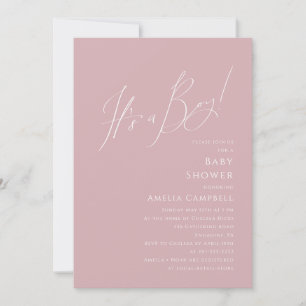 Whimsical Dusty Rose It's a Boy Baby Shower Invitation