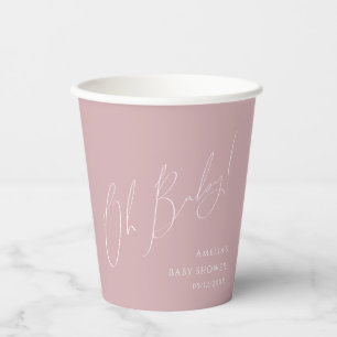 Whimsical Dusty Rose Oh Baby Shower Paper Cups