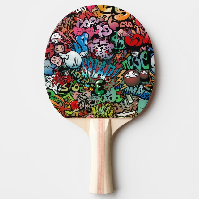 Whimsical dynamic street art Graffiti art pattern Ping Pong Paddle (Front)