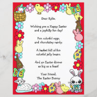 Whimsical Easter Bunny and Poem Kid's Letter Game