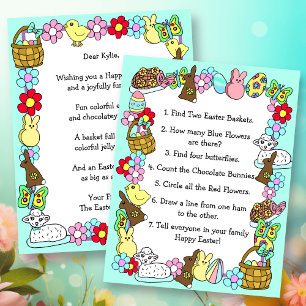 Whimsical Easter Bunny and Poem Kid's Letter Game