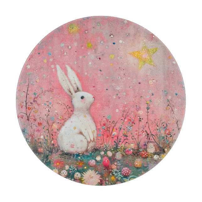 Whimsical Easter Bunny Cutting Board (Front)