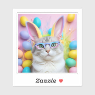Whimsical Easter Cat with Bunny Ears