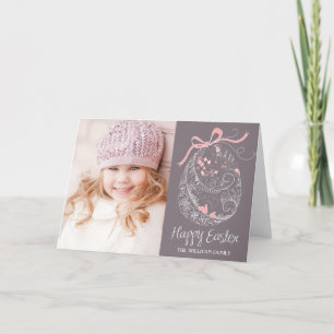 Whimsical Easter Egg   Purple Happy Easter Photo Holiday Card