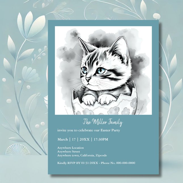 whimsical Easter Kitten in Floral Eggshell  (Creator Uploaded)