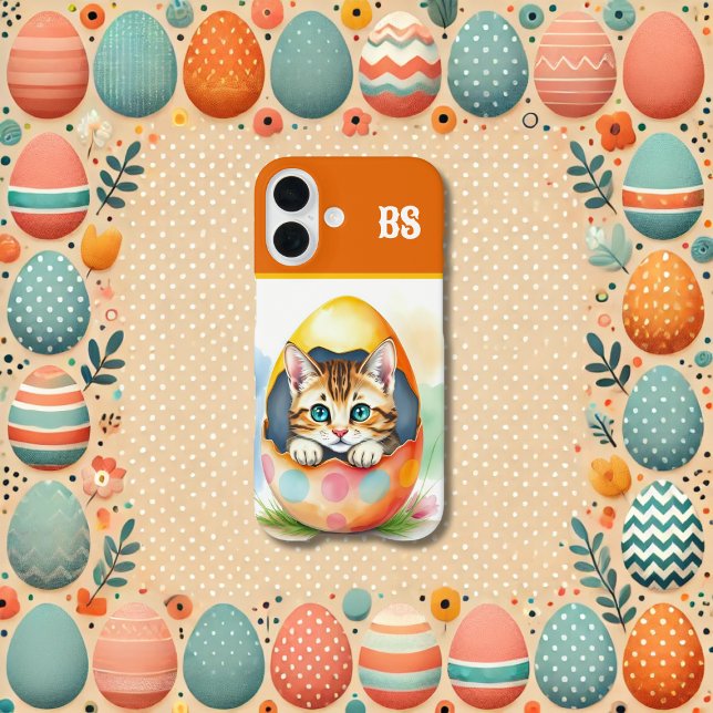 whimsical Easter Kitten in Floral Eggshell  Case-Mate iPhone Case (Creator Uploaded)
