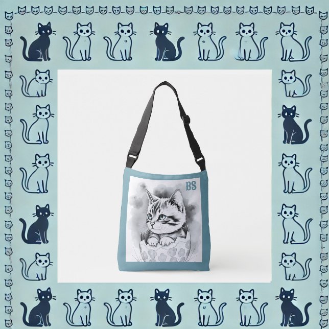 whimsical Easter Kitten in Floral Eggshell  Crossbody Bag (Creator Uploaded)