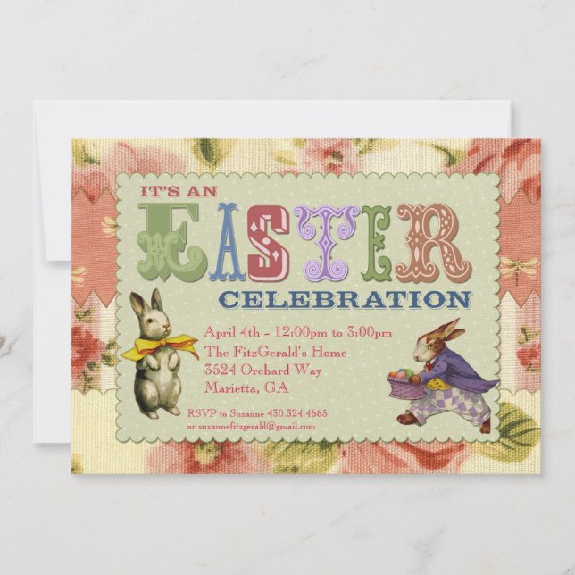 Whimsical Easter Party Invitation (Front)
