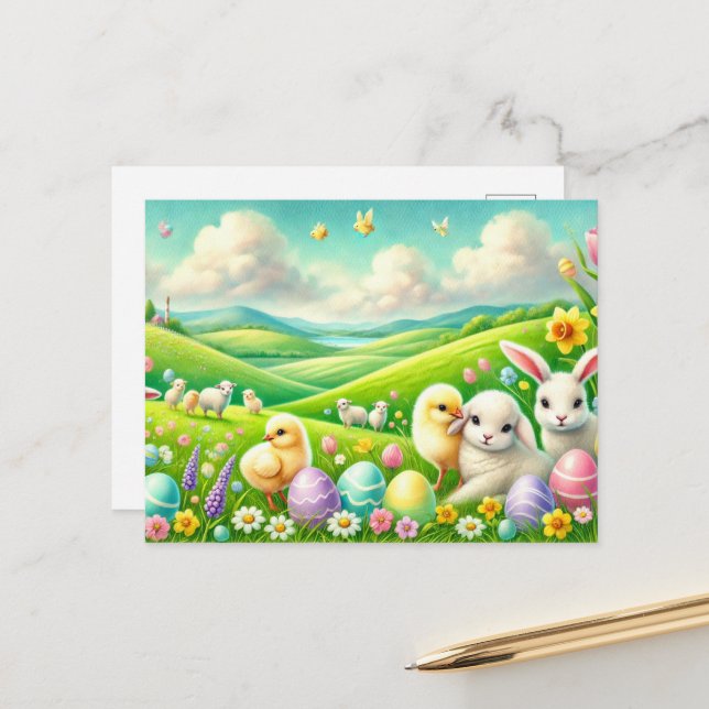 whimsical Easter postcard! Postcard (Front/Back In Situ)