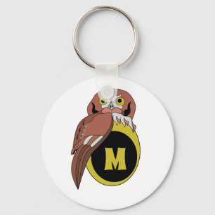 Whimsical Eastern Screech Owl Monogram Key Ring