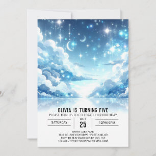 Whimsical Editable Celestial Digital Birthday Invitation