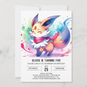 Whimsical Editable Fox Birthday Invitation