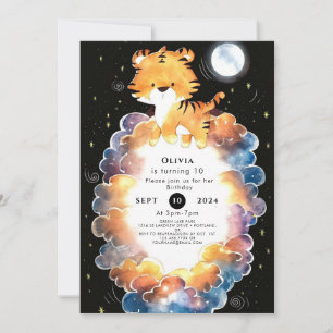 Whimsical Editable Tiger Birthday Invitation