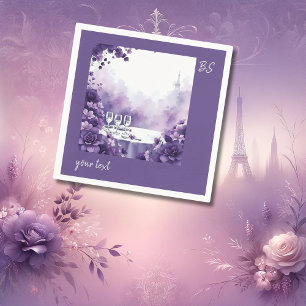 Whimsical Eiffel Tower Wedding with Purple Blooms Napkin