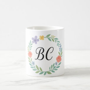 Whimsical Elegance Floral Monogram Coffee Mug