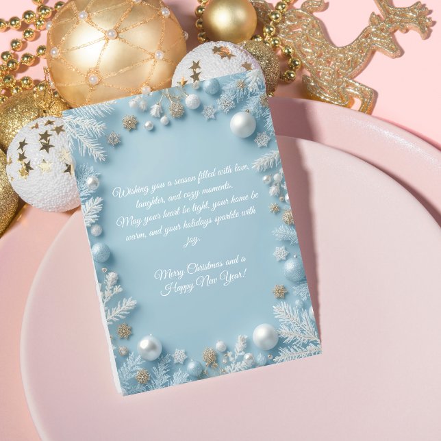 Whimsical Elegant Blue & White Christmas Greeting  Holiday Card (Creator Uploaded)