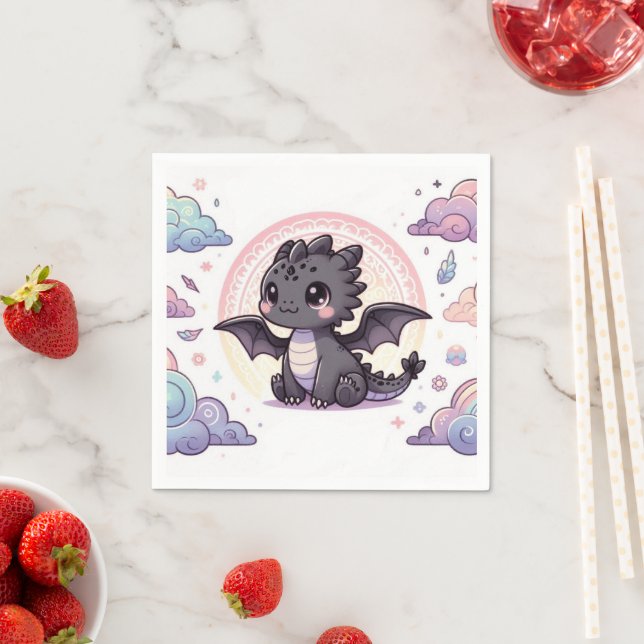 Whimsical Elegant Dragon Baby Shower Napkin (Insitu)