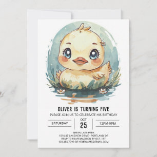 Whimsical Elegant Duck Birthday Invitation