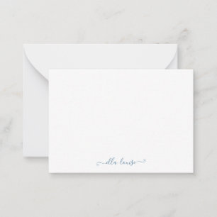 Whimsical Elegant Feminine Blue Script Name Card