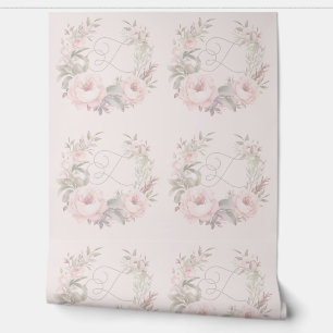 Whimsical Elegant Floral Monogram Crest Wallpaper