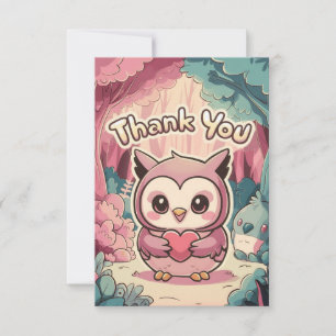Whimsical Elegant Owl Thank You Card