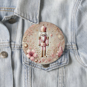 Whimsical Elegant Pink and Gold Pastel Nutcracker 10 Cm Round Badge