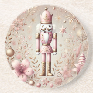 Whimsical Elegant Pink and Gold Pastel Nutcracker  Coaster
