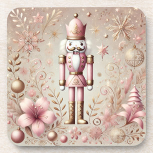 Whimsical Elegant Pink and Gold Pastel Nutcracker Coaster