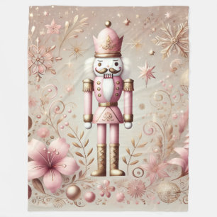 Whimsical Elegant Pink and Gold Pastel Nutcracker Fleece Blanket