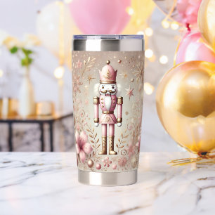 Whimsical Elegant Pink and Gold Pastel Nutcracker  Insulated Tumbler
