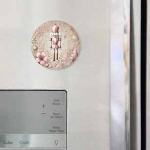 Whimsical Elegant Pink and Gold Pastel Nutcracker Magnet