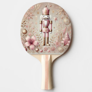 Whimsical Elegant Pink and Gold Pastel Nutcracker Ping Pong Paddle