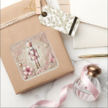 Whimsical Elegant Pink and Gold Pastel Nutcracker  Square Sticker<br><div class="desc">Add a touch of sugarplum charm to your holiday projects with this Whimsical Elegant Pink and Gold Pastel Nutcracker square sticker. The design features beautifully illustrated nutcrackers surrounded by soft blush tones, shimmering gold details, dainty bows, holly sprigs, ornaments, and delicate winter florals — all created in a dreamy pastel...</div>