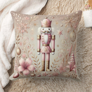 Whimsical Elegant Pink & Gold Pastel Nutcracker Cushion