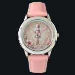 Whimsical Elegant Pink & Gold Pastel Nutcracker Watch<br><div class="desc">Make every moment feel magical with this adorable Whimsical Elegant Pink and Gold Pastel Nutcracker watch for girls. The design features a beautifully illustrated nutcracker surrounded by blush pink tones, shimmering gold accents, dainty bows, ornaments, holly sprigs, and soft winter florals — all created in dreamy pastel shades for a...</div>